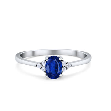 Oval Cut Wedding Ring Simulated Blue Sapphire CZ 925 Sterling Silver